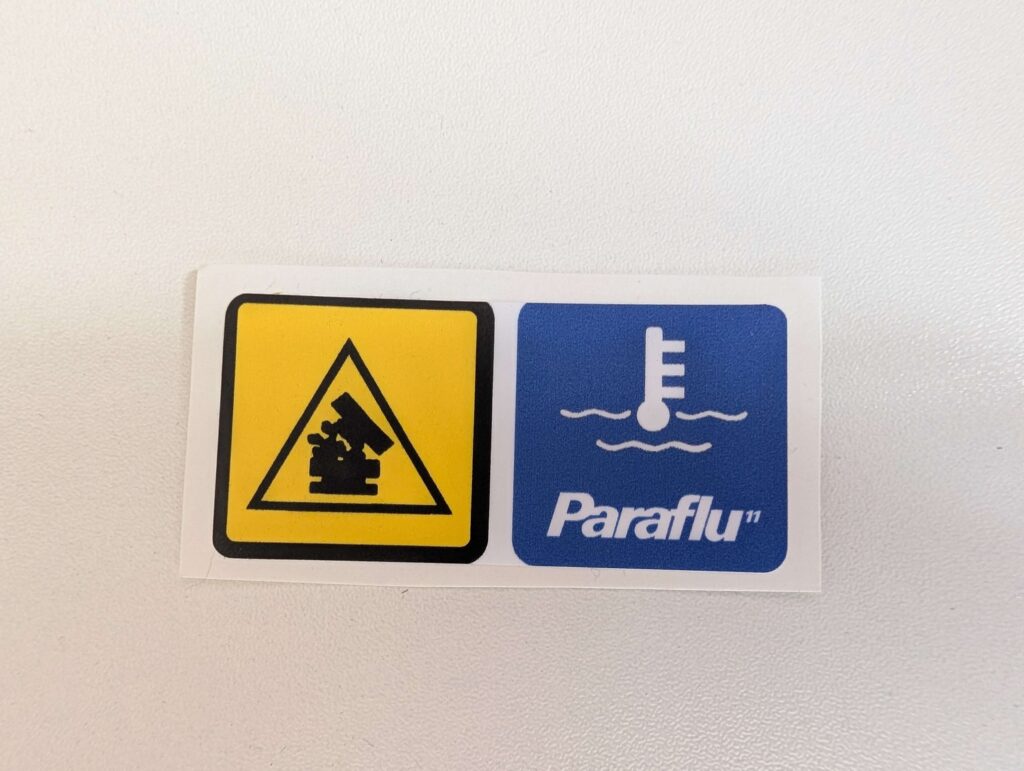 HEADER TANK CAP + PARAFLU - Under Bonnet Sticker / Decal