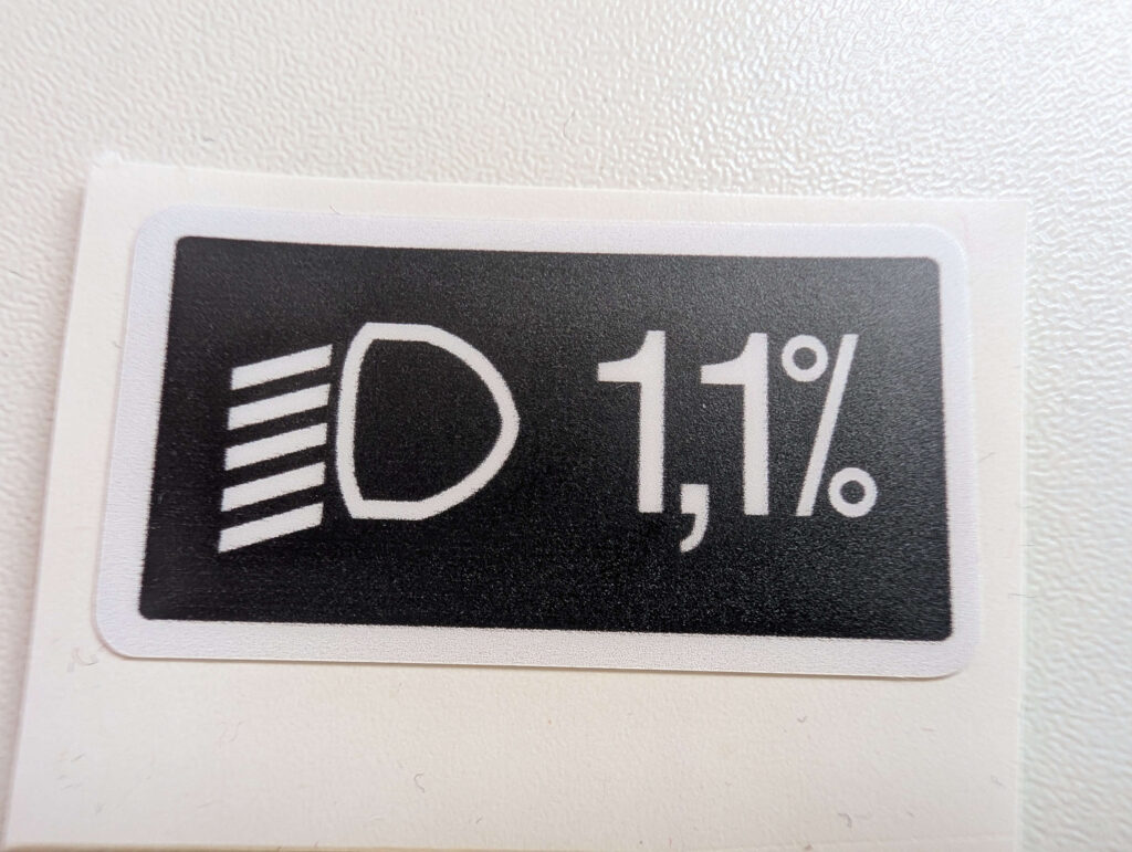 1.1% HEADLIGHT DIP - Under Bonnet Sticker / Decal