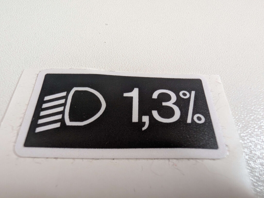 1.1% HEADLIGHT DIP - Under Bonnet Sticker / Decal