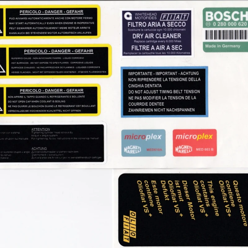 Fiat Uno Turbo ie MK1 Engine Bay Stickers / Decals