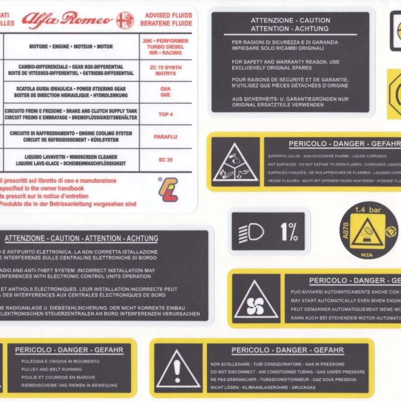 ALFA ROMEO 156 V6 / Twin Spark / JTD / GTA 03-On Engine Bay Sticker Set