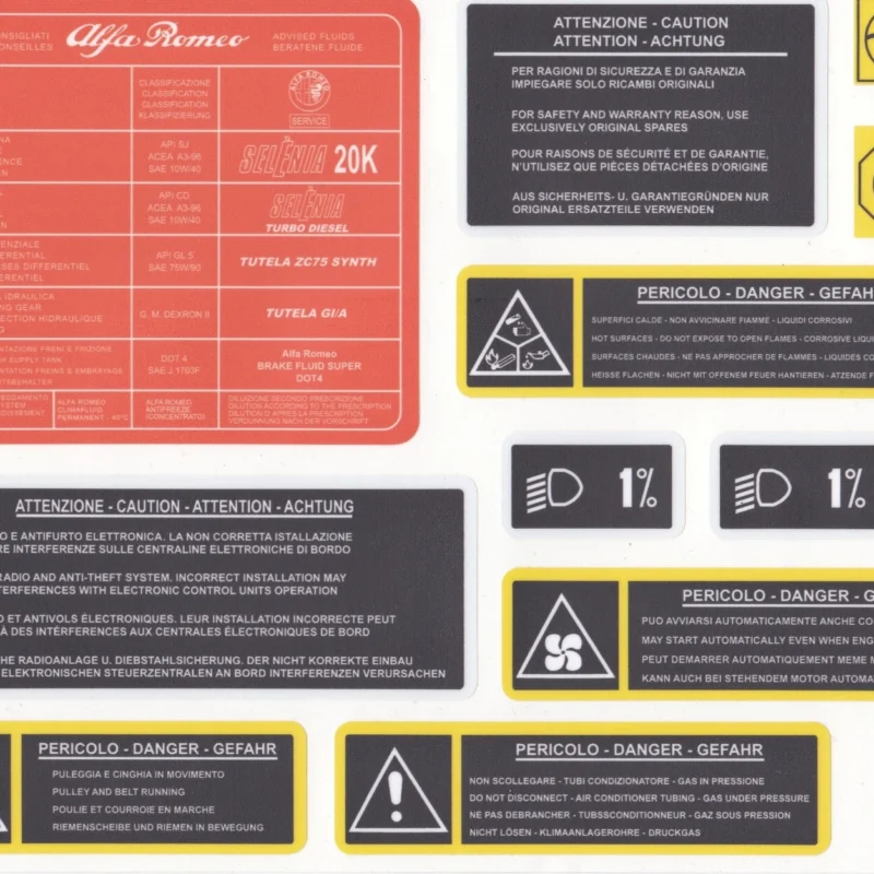 ALFA ROMEO V6 / Twin Spark / JTD / GTA Engine Bay Sticker Set