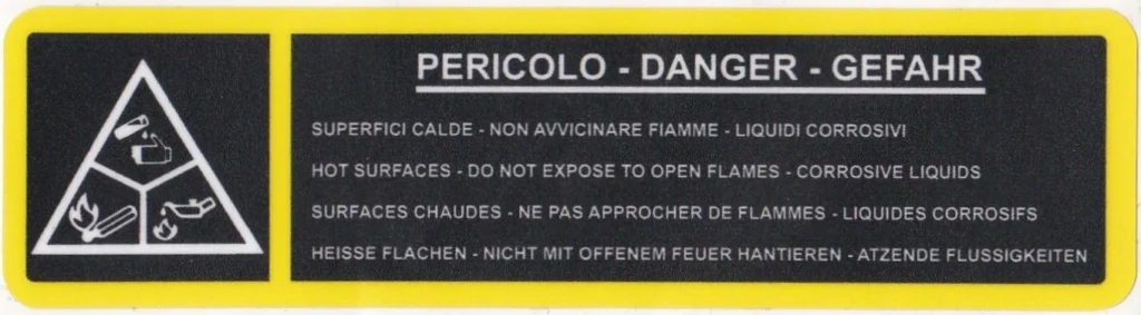 HOT SURFACES WARNING - Under Bonnet Sticker / Decal