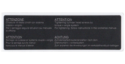 CYLINDER HEAD TORQUE Engine Bay Sticker Fits Various Alfa Romeo, Fiat, Lancia