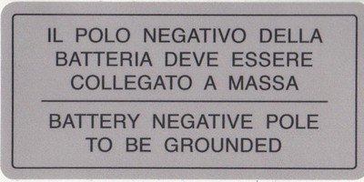BATTERY NEGATIVE POLE Engine Bay Sticker Fits Various Alfa Romeo, Fiat, Lancia
